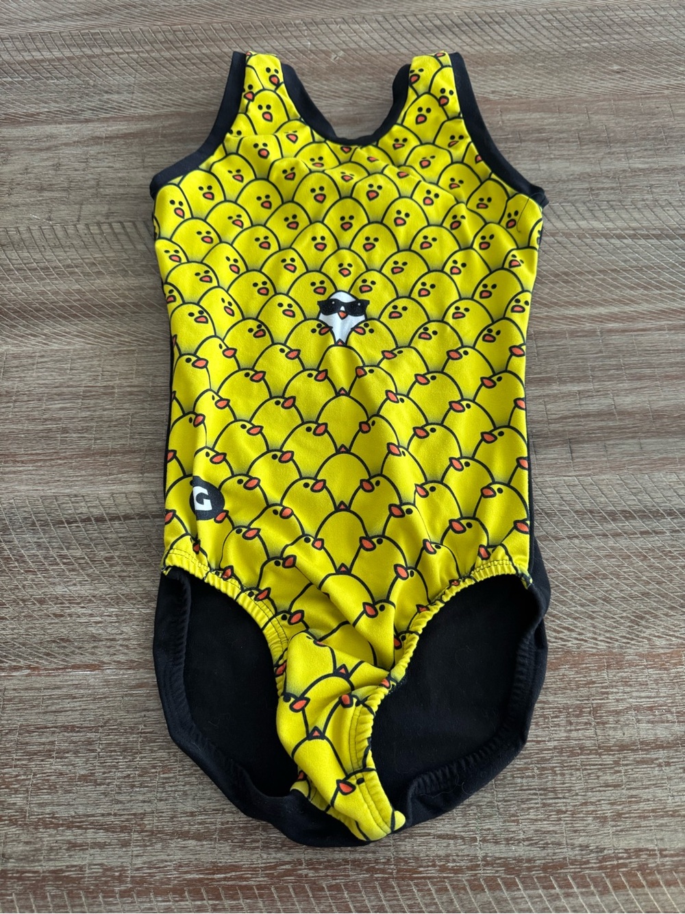 Gymgear Yellow Chick Print Leotard Made in Canada Gymnastics